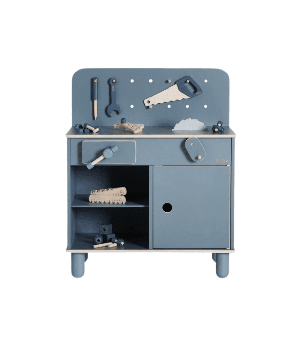 Etabli en bois vintage - Bleu foncé