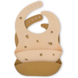 lot de bavoirs avec récupérateur en silicone citrons moutarde pour bébé