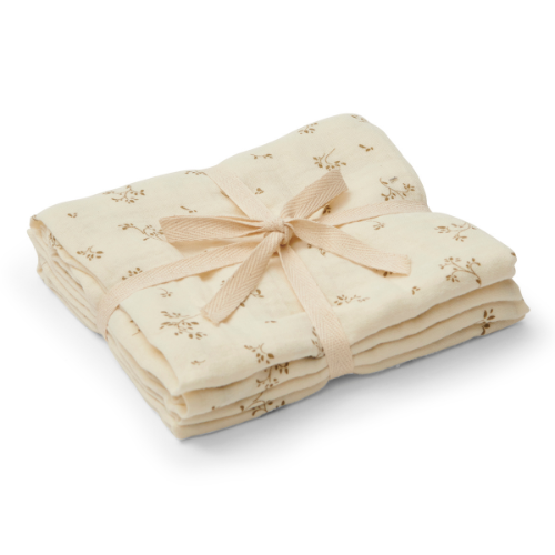 Lot de 2 langes en coton bio - Secret garden Olive