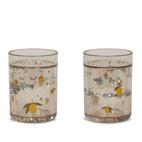 Lot de 2 verres à paillettes Citron - Konges Sloejd