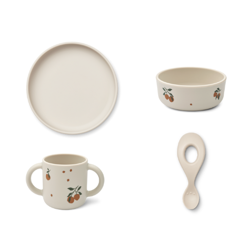 Coffret repas en silicone Vivi - Peach / Sandy